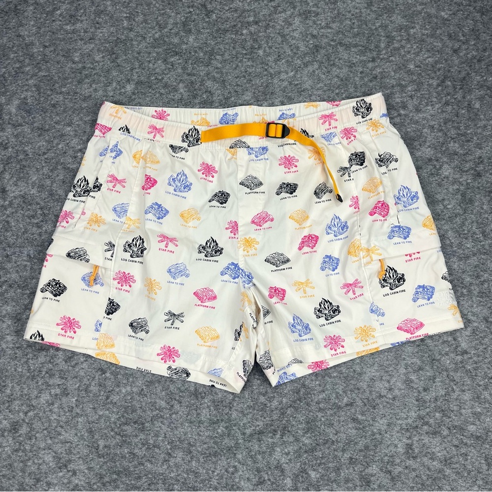 The North Face Class V Ripstop Boardshorts White Campfire Print Men’s Size XL